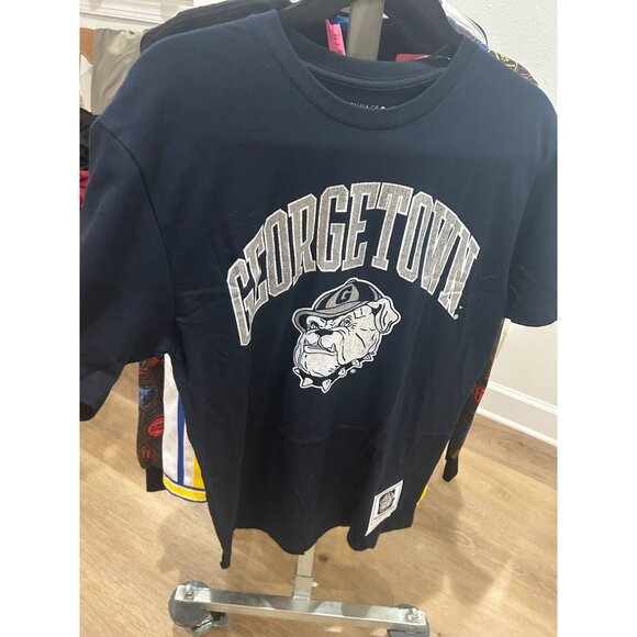 NWT Adult M Georgetown Hoyas Navy Halftime T-Shirt Mitchell & Ness MSRP $36 - Picture 1 of 5